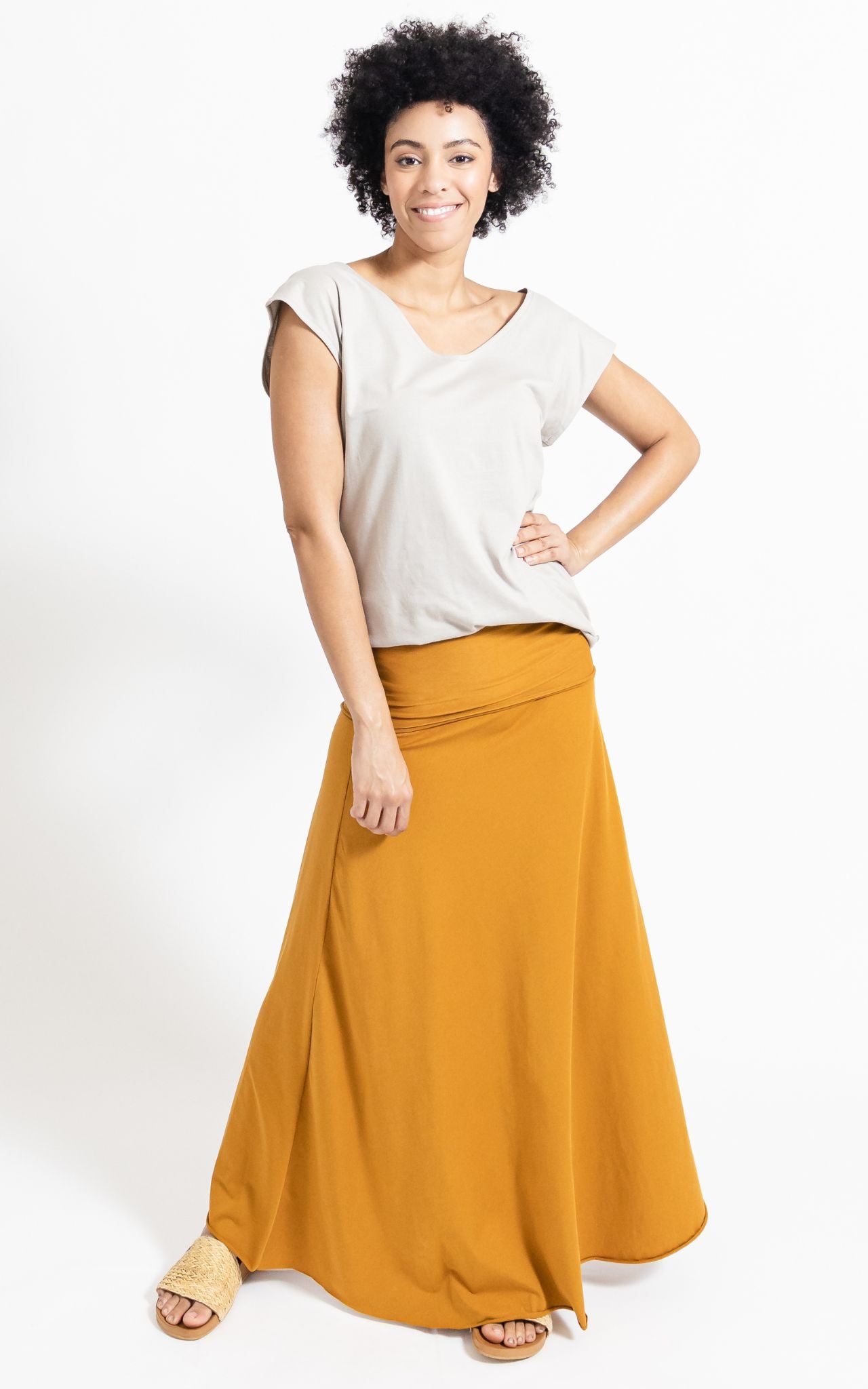 Surya Australia Organic Cotton Maxi 'Sonder' Skirt made in Nepal - Turmeric