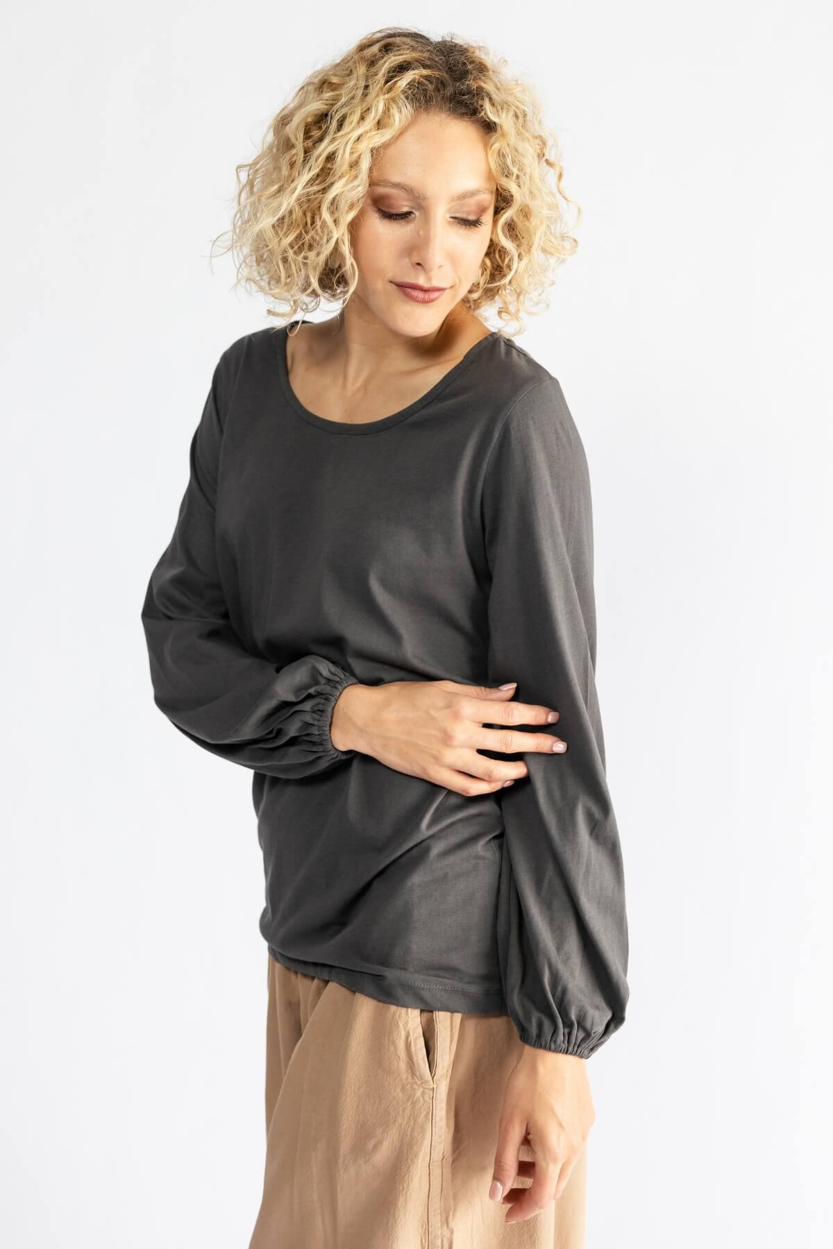 Surya The Label Ethical Organic Cotton 'Zoé' Top made in Nepal - Dusty Grey