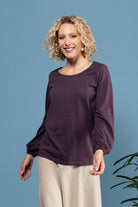 Surya The Label Ethical Organic Cotton 'Zoé' Top made in Nepal - Eggplant