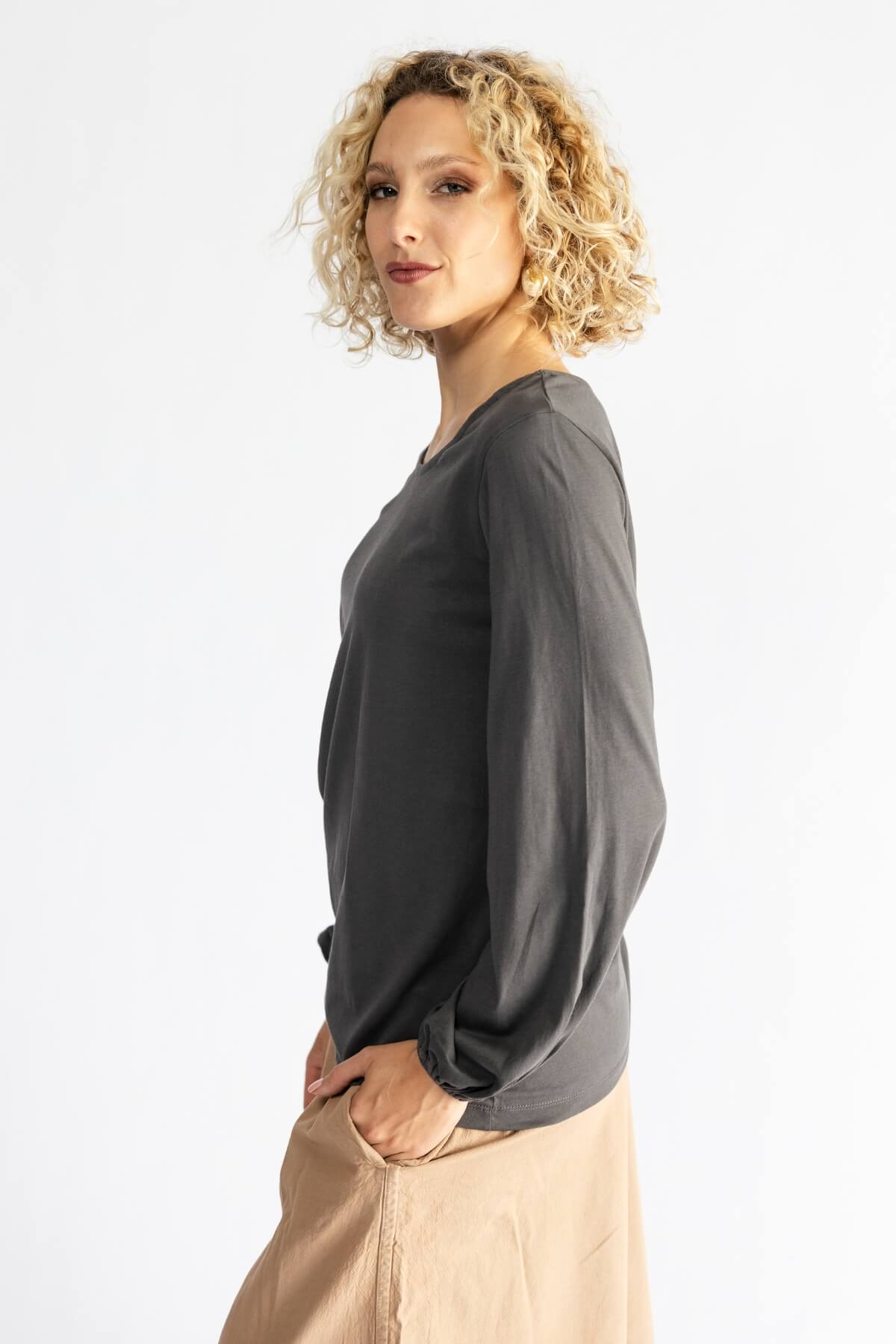 Surya The Label Ethical Organic Cotton 'Zoé' Top made in Nepal - Dusty Grey