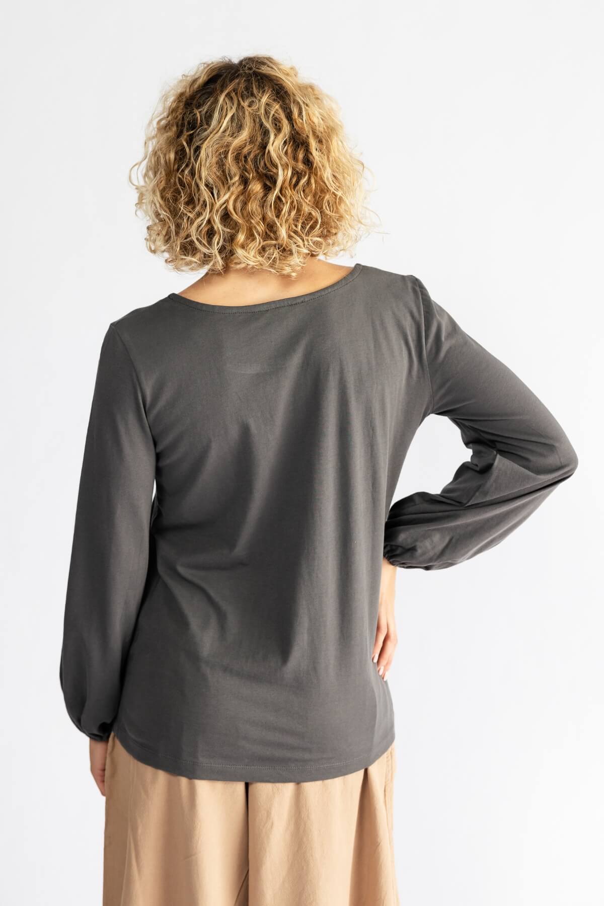 Surya The Label Ethical Organic Cotton 'Zoé' Top made in Nepal - Dusty Grey