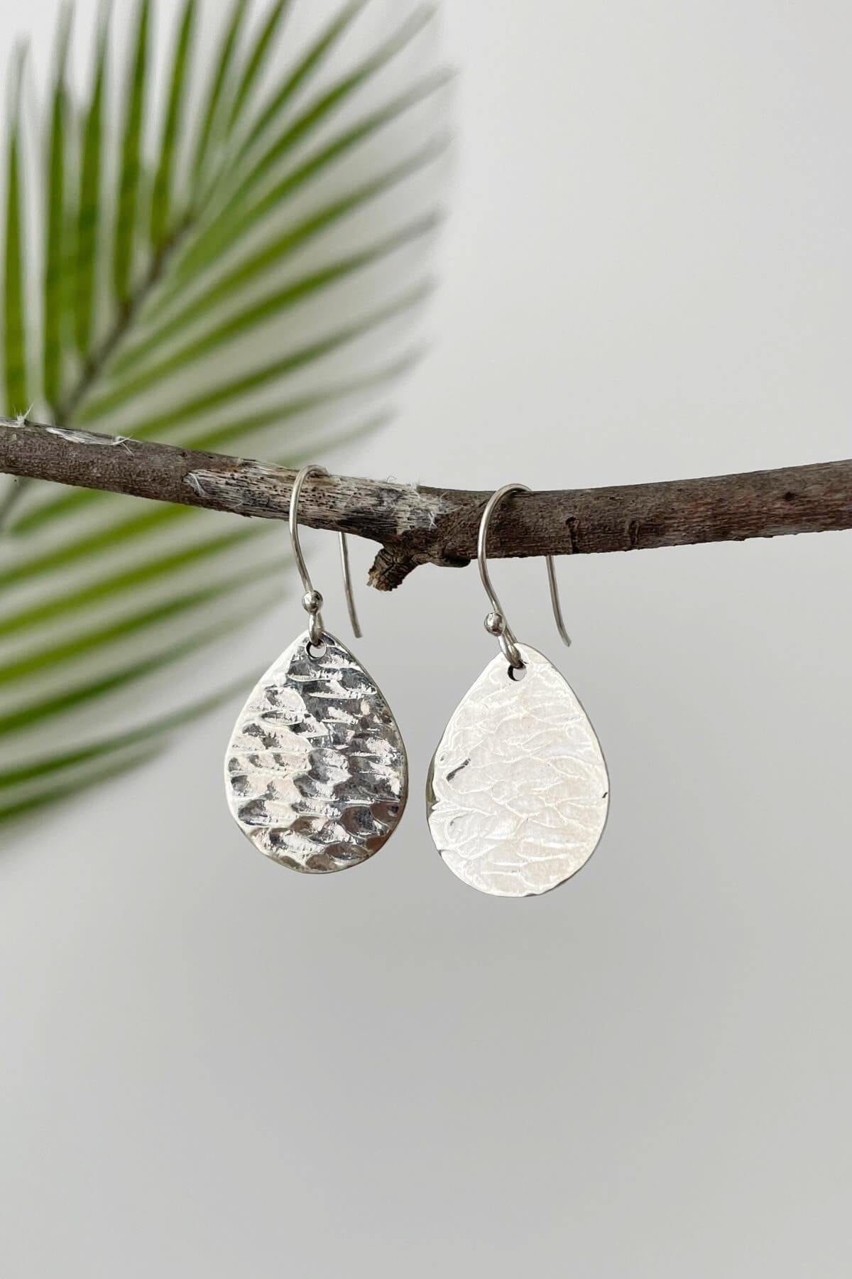 Surya Australia Ethical Handmade Silver Earrings made in Nepal - Raindrop