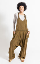 Surya Australia Ethical Cotton 'Bahini' Overalls made in Nepal - Khaki