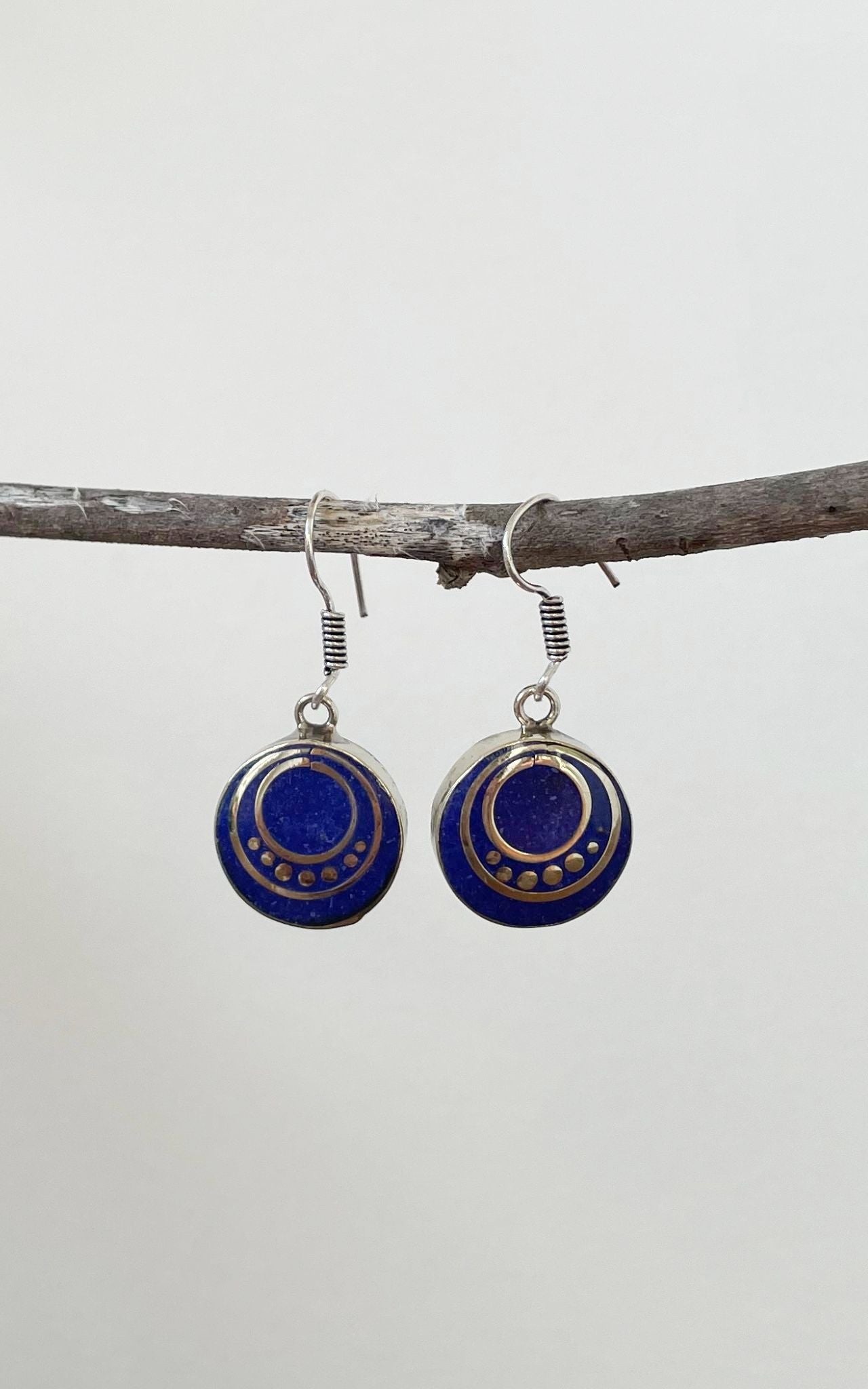 Surya Australia Ethical Tibetan Earrings from Nepal - Uma Dark Blue