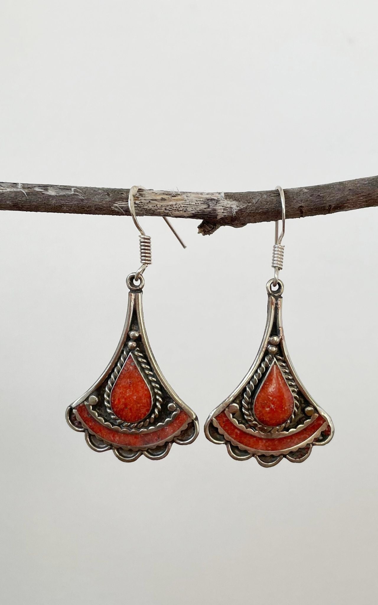 Surya Australia Ethical Tibetan Earrings from Nepal - Alani Orange