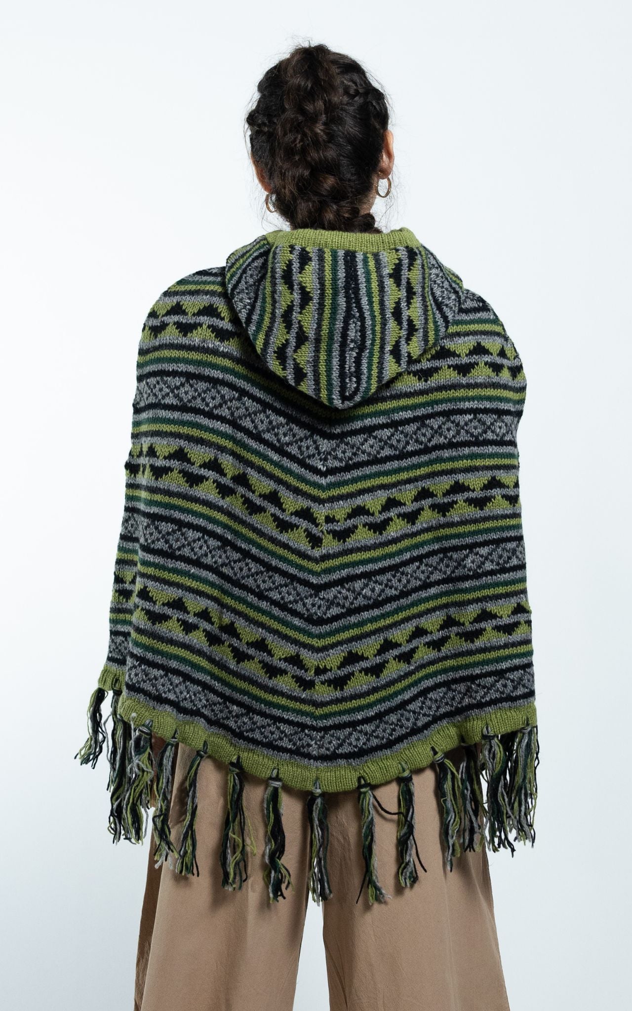 Surya Australia Ethical Wool Poncho made in Nepal - Green