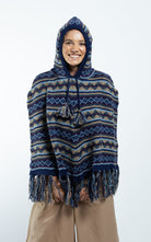 Surya Australia Ethical Wool Poncho made in Nepal - Blue