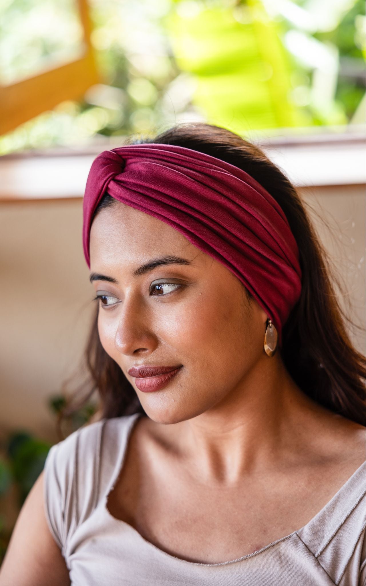 Surya Australia Organic Cotton Knot Headband made in Nepal - Berry