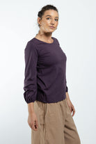 Surya The Label Ethical Organic Cotton 'Zoé' Top made in Nepal - Eggplant