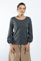 Surya The Label Ethical Organic Cotton 'Zoé' Top made in Nepal - Dusty Grey