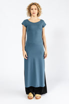 Surya Organic Cotton 'Sarita' Dress made in Nepal - Dusty Blue