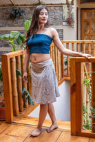 Surya Organic Cotton Mantra Print Skirt made in Nepal - Oatmeal