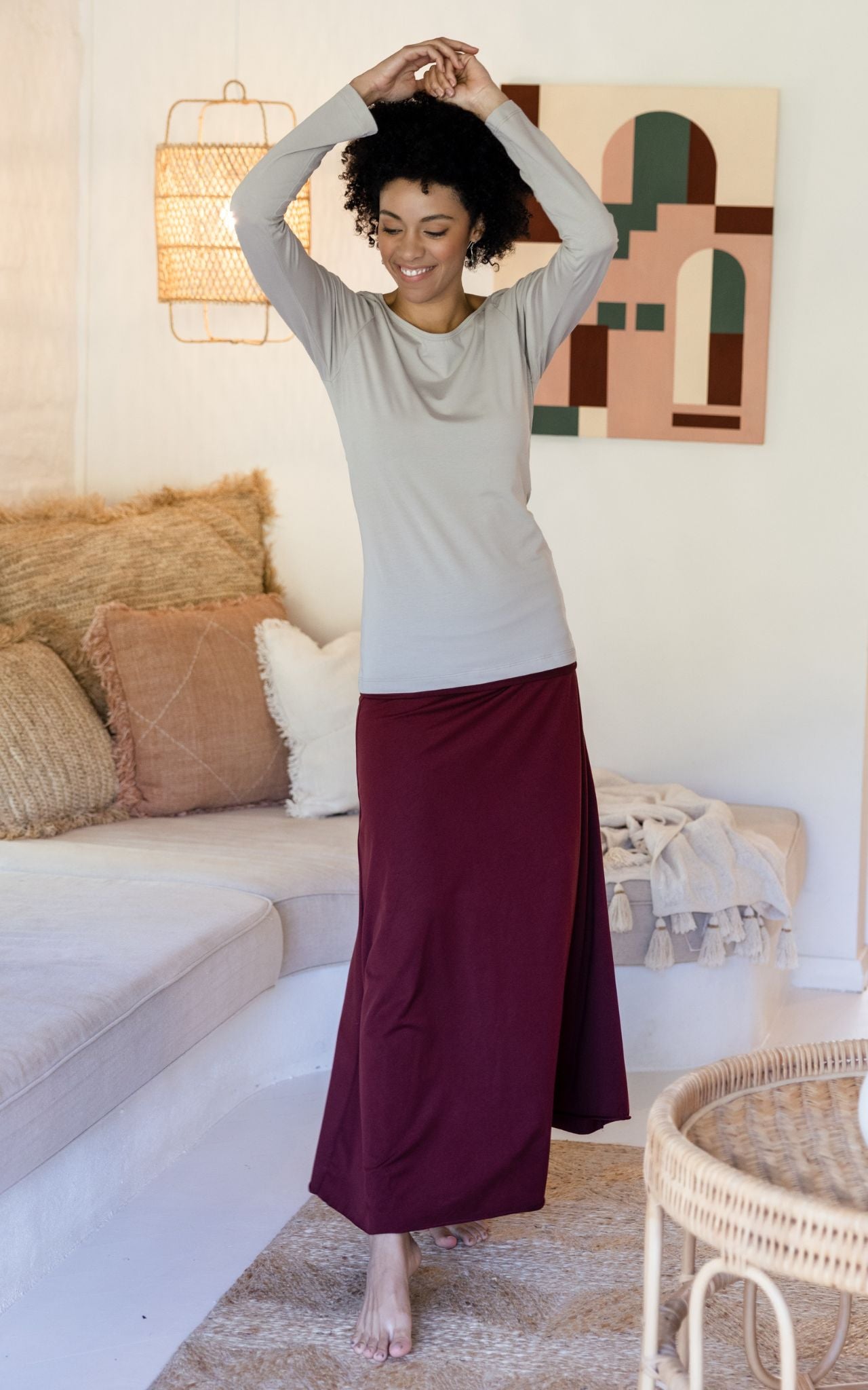 Surya Australia Organic Cotton Maxi 'Sonder' Skirt made in Nepal - Berry