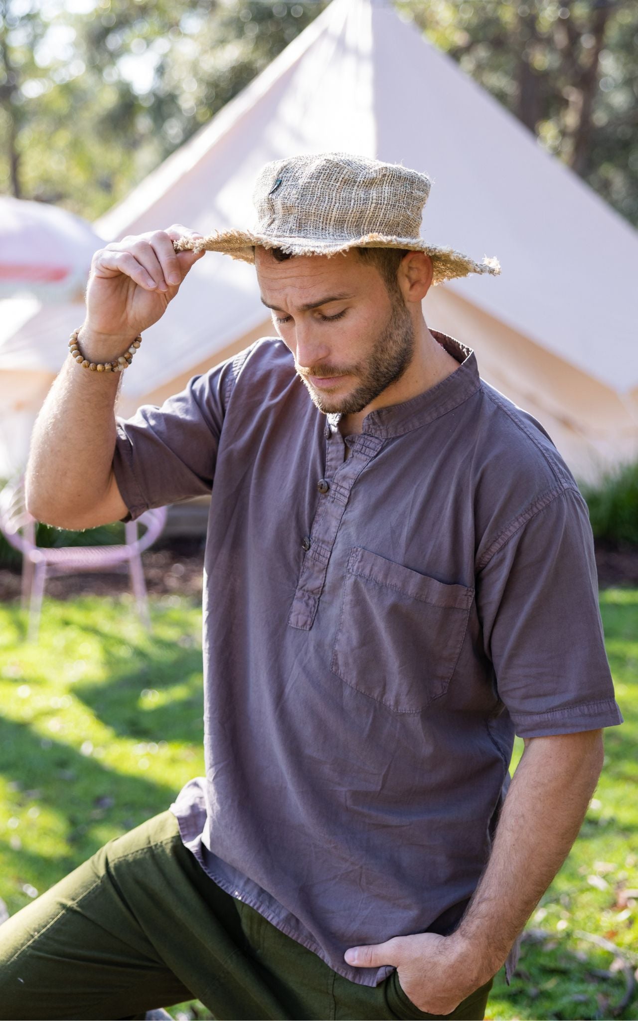 Surya Australia Organic Hemp Hats for men from Nepal - natural