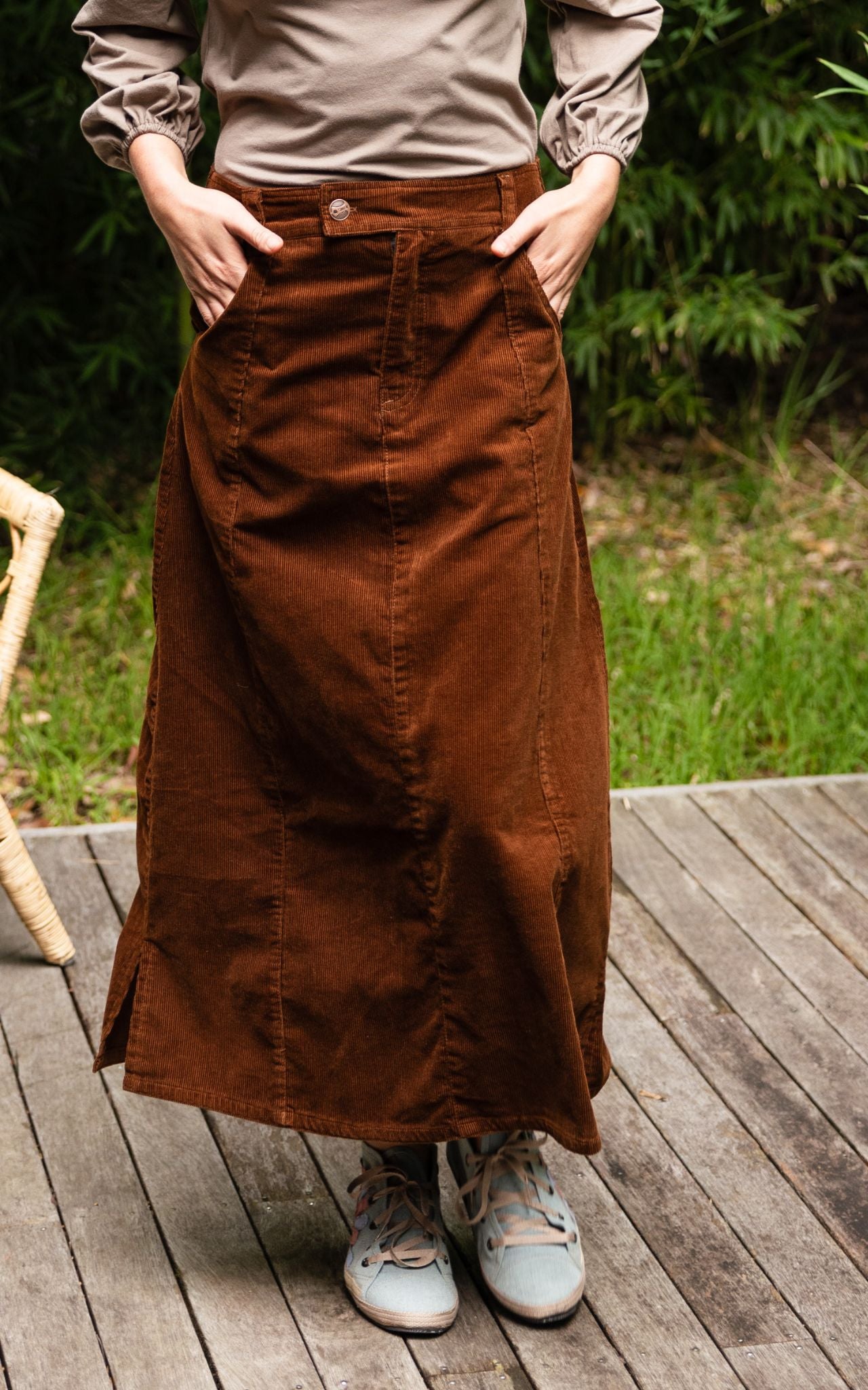 Surya Australia Corduroy Maxi Skirt made in Nepal - Walnut