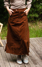 Surya Ethical Corduroy Maxi Skirt made in Nepal - Walnut