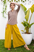 Surya Australia Ethical Cotton Palazzo Pants from Nepal - Mustard