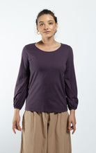 Surya The Label Ethical Organic Cotton 'Zoé' Top made in Nepal - Eggplant