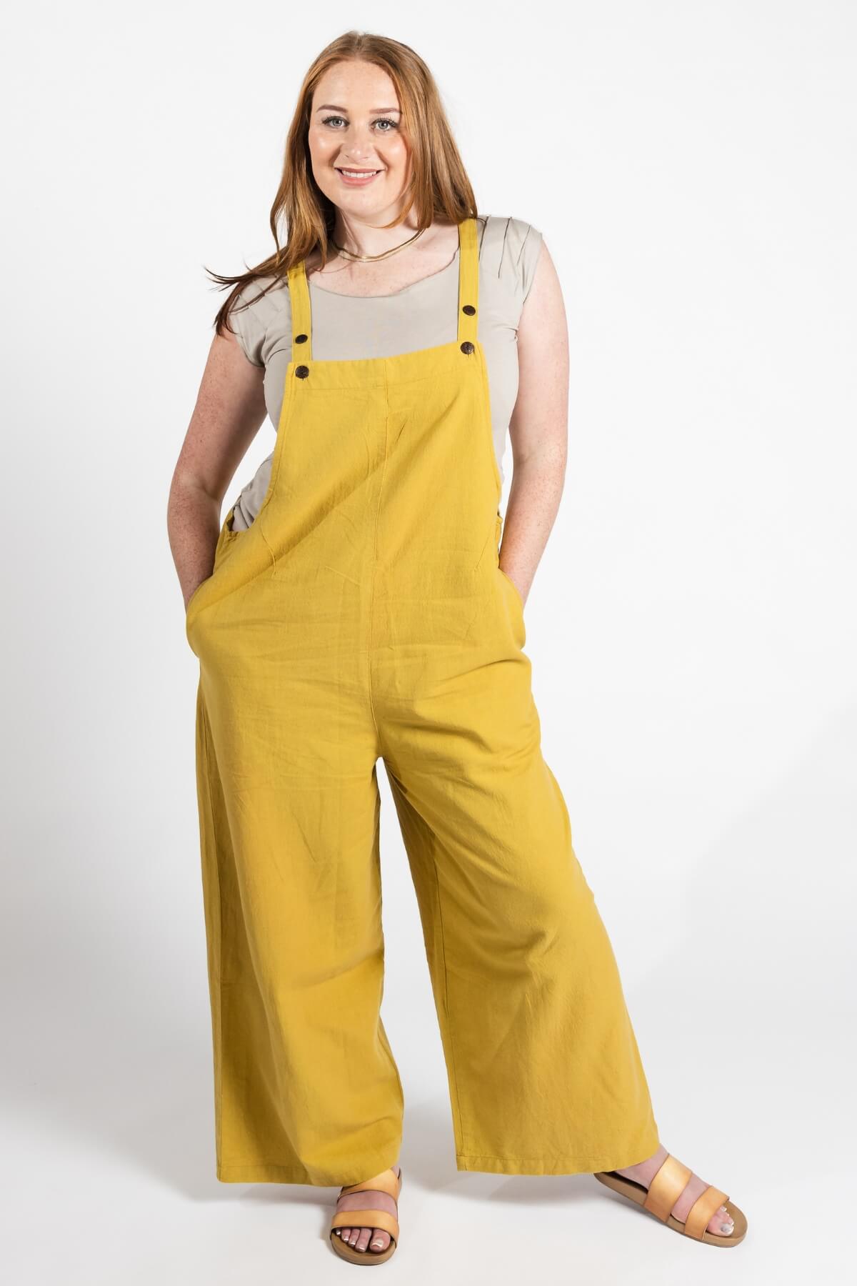 Surya Baggy Cotton 'Juanita' Overalls made in Nepal - Mustard