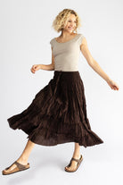 Surya Cambric Cotton 'Franti' Skirt made in Nepal - Chocolate