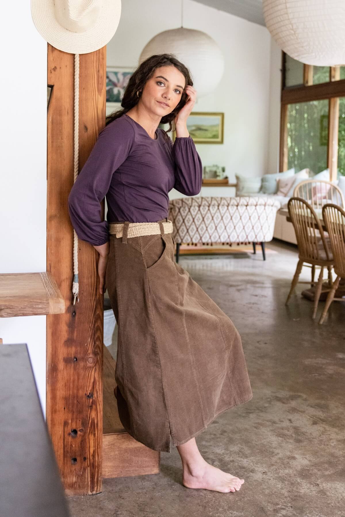 Surya Ethical Corduroy Skirt made in Nepal - right side view