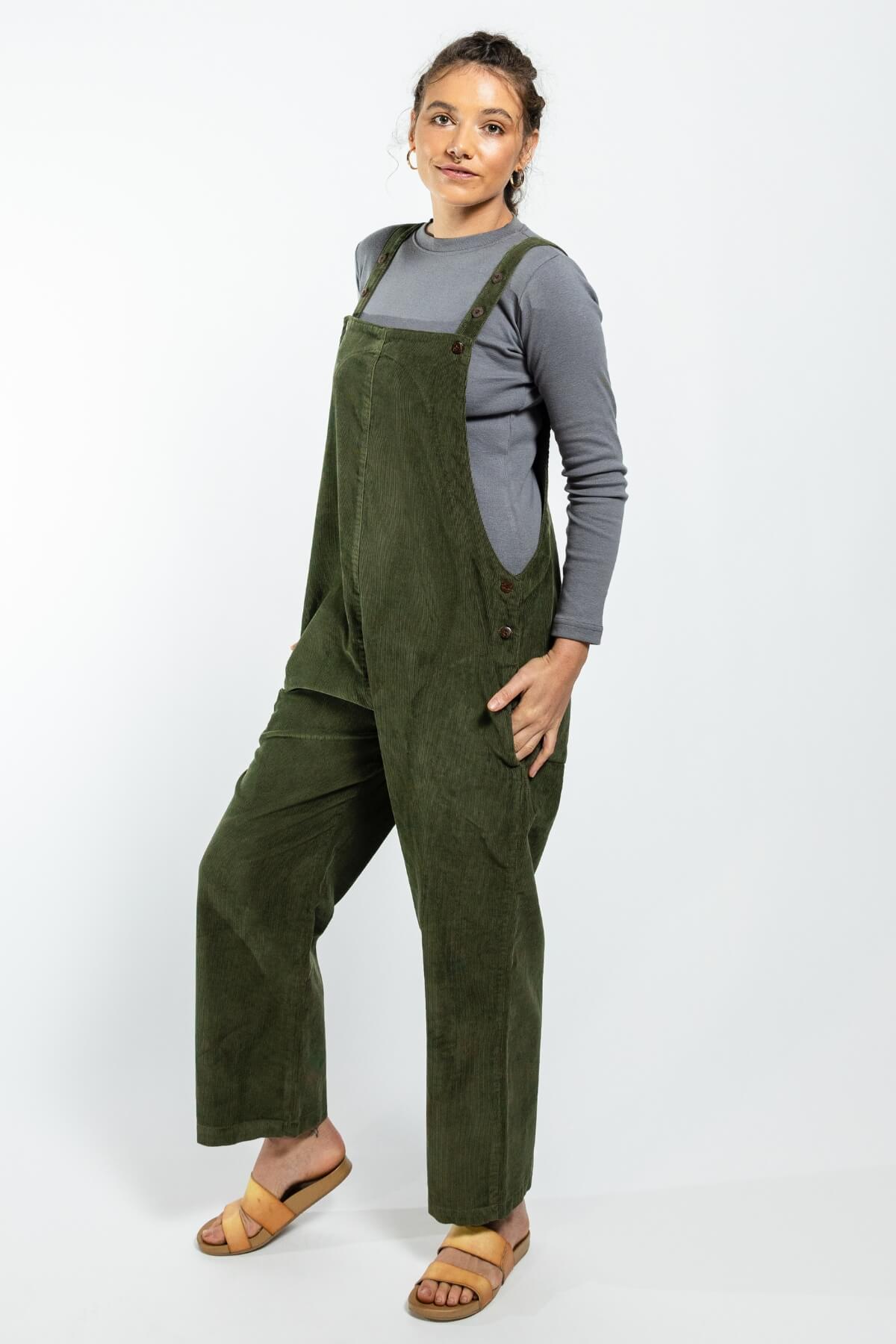 Surya Ethical Corduroy Overalls Dungarees from Nepal - pocket detail