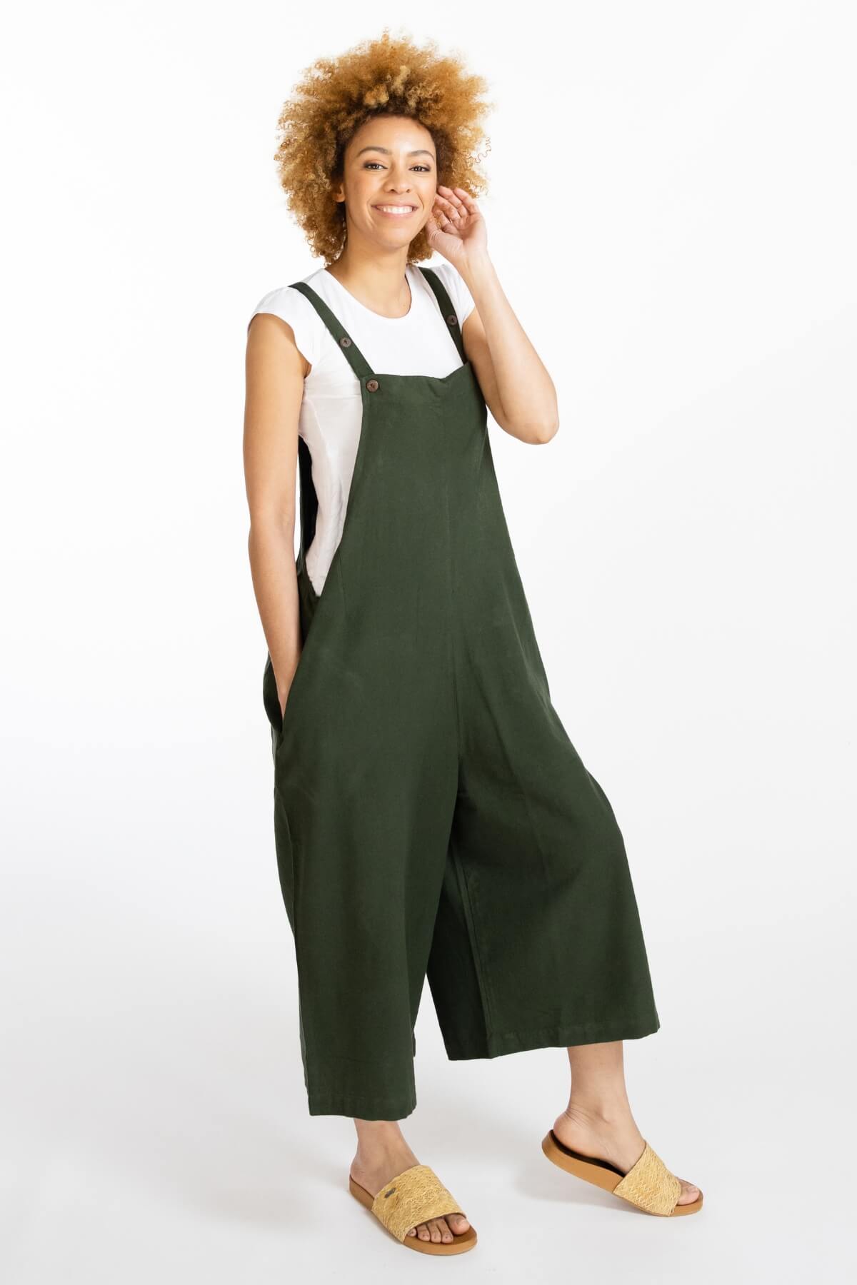 Surya Australia Baggy Cotton 'Juanita' Overalls made in Nepal - Green