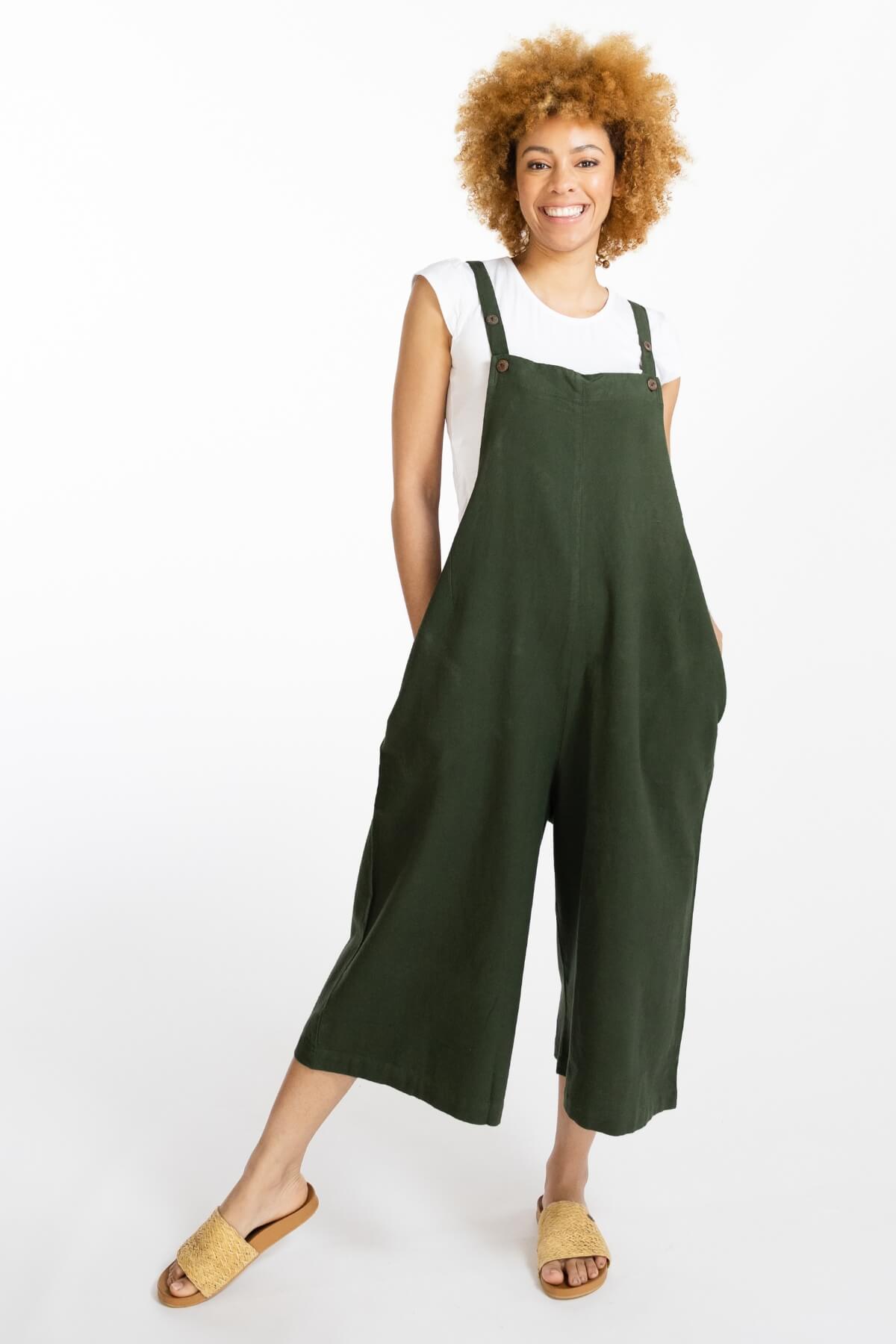 Surya Australia Baggy Cotton 'Juanita' Overalls made in Nepal - Green