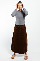 Surya Corduroy Skirts made in Nepal - Walnut