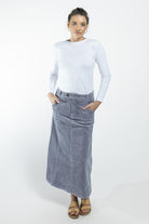 Surya Corduroy Maxi Skirt made in Nepal - Sky Blue