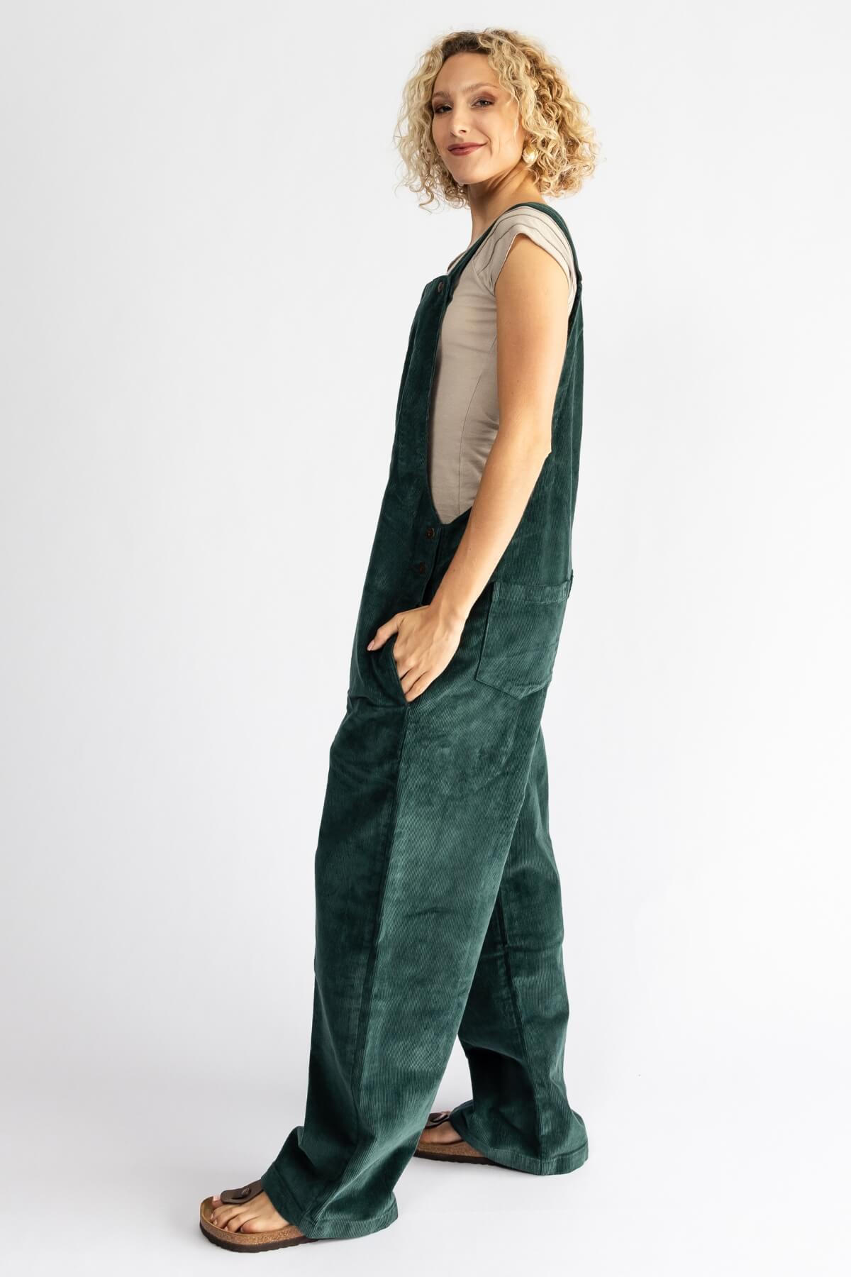 Surya Cotton Corduroy Overalls made in Nepal - Midnight Teal