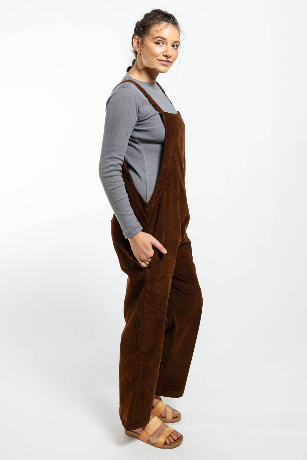 Surya Ethical Corduroy Overalls from Nepal - right side view