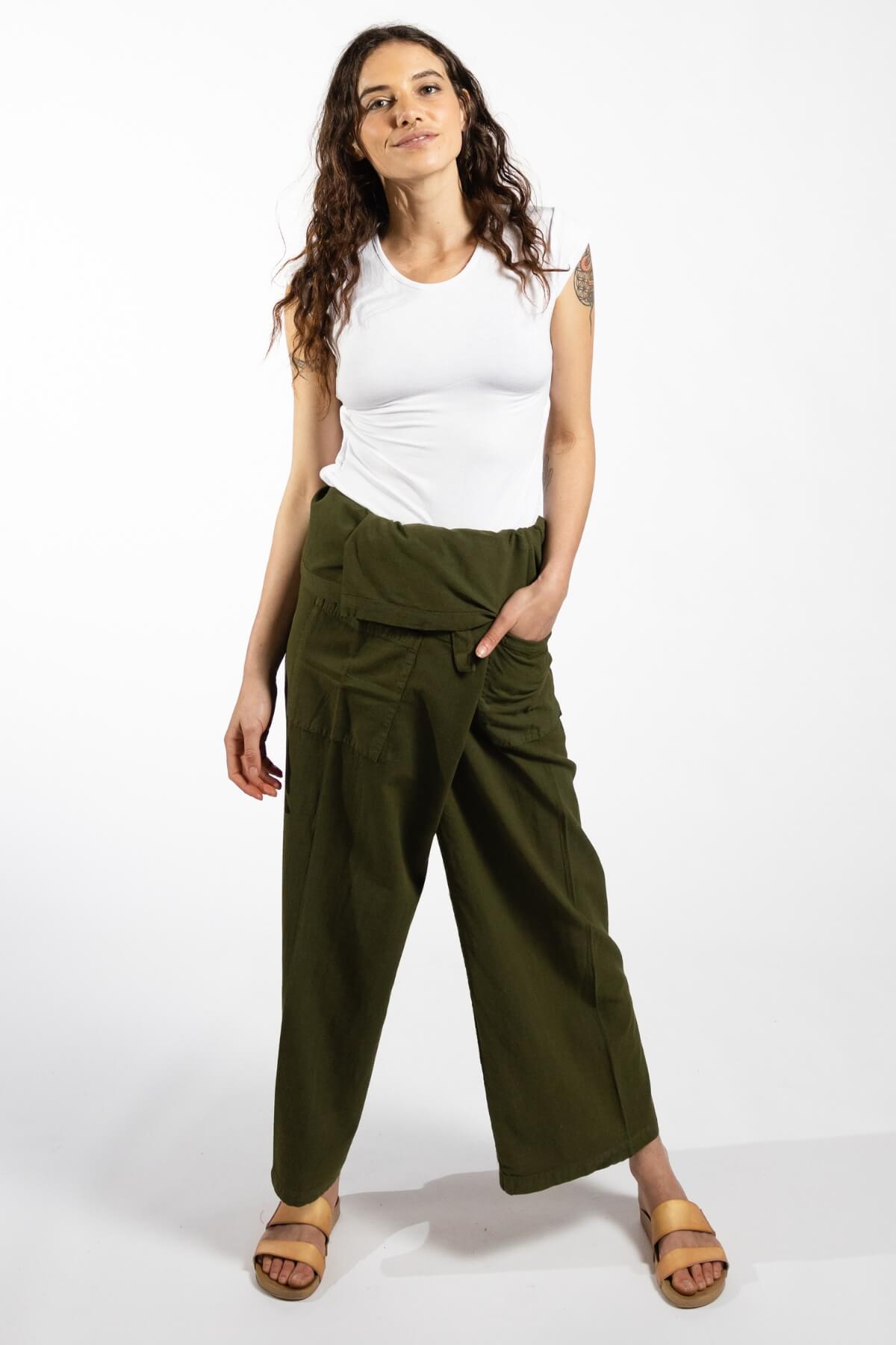 Surya Australia Cotton Thai Fisherman Pants made in Nepal - Green