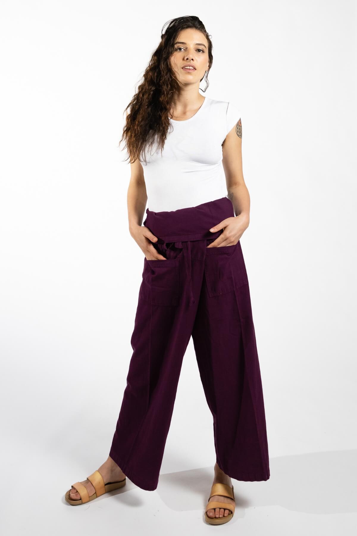 Surya Australia Cotton Thai Fisherman Pants made in Nepal - Wine