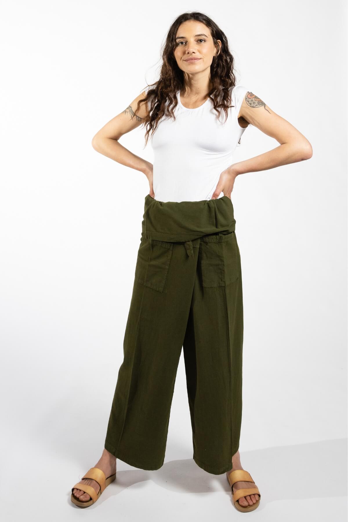 Surya Australia Cotton Thai Fisherman Pants made in Nepal - Green