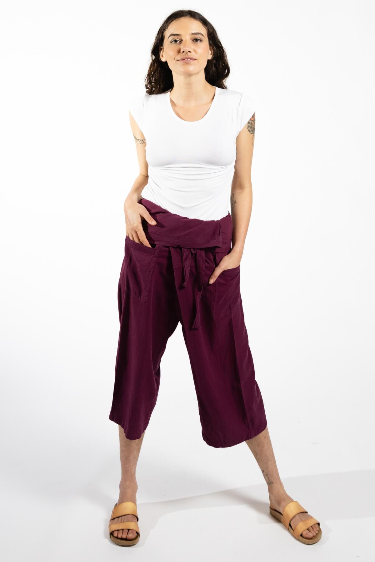 Surya Australia Short Fisherman Pants made in Nepal - Wine