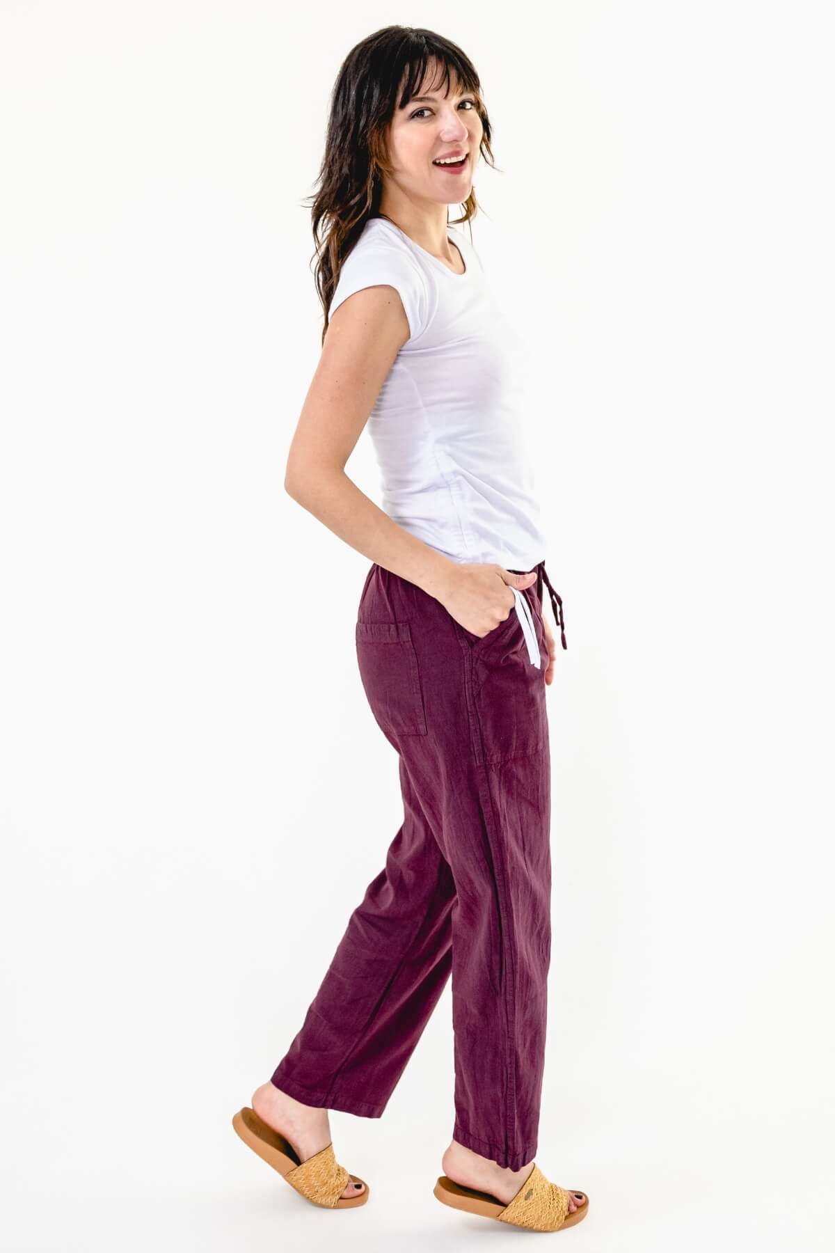 Surya Australia Ethical Cotton 'Dani' Pants made in Nepal - Wine