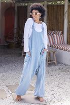 Surya Ethical Cotton Drop Crotch Overalls made in Nepal - Sky Blue