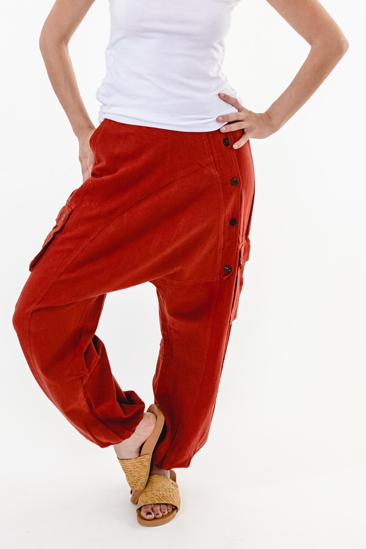 Surya Australia Ethical Drop Crotch Pants Made in Nepal - Rust