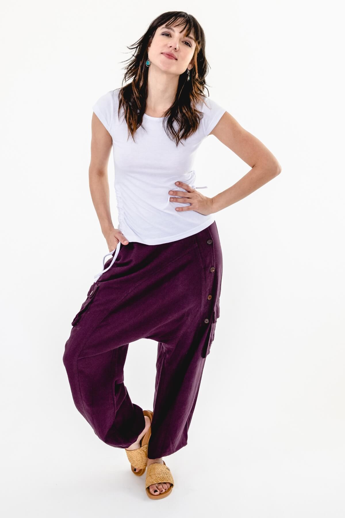 Surya Australia Ethical Drop Crotch Pants Made in Nepal - Wine