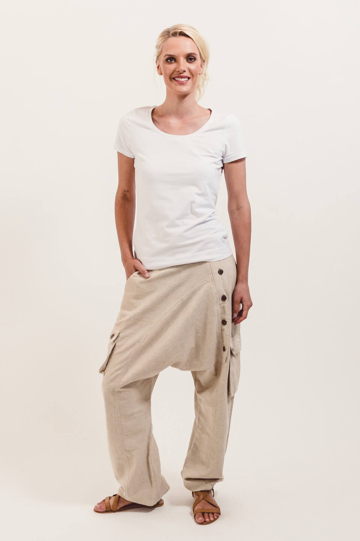 Surya Australia Ethical Drop Crotch Pants Made in Nepal - Oatmeal