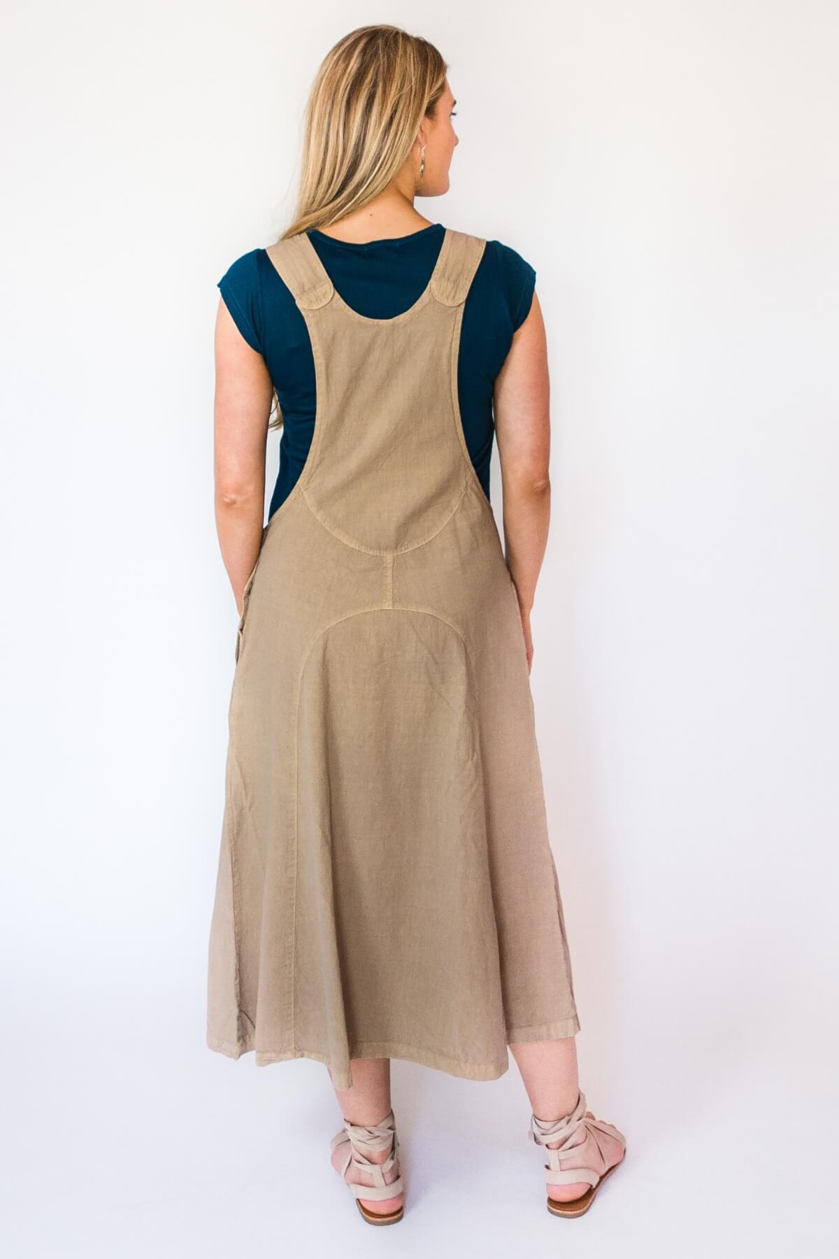 Surya Ethical Dungaree Dress made in Nepal - rear view