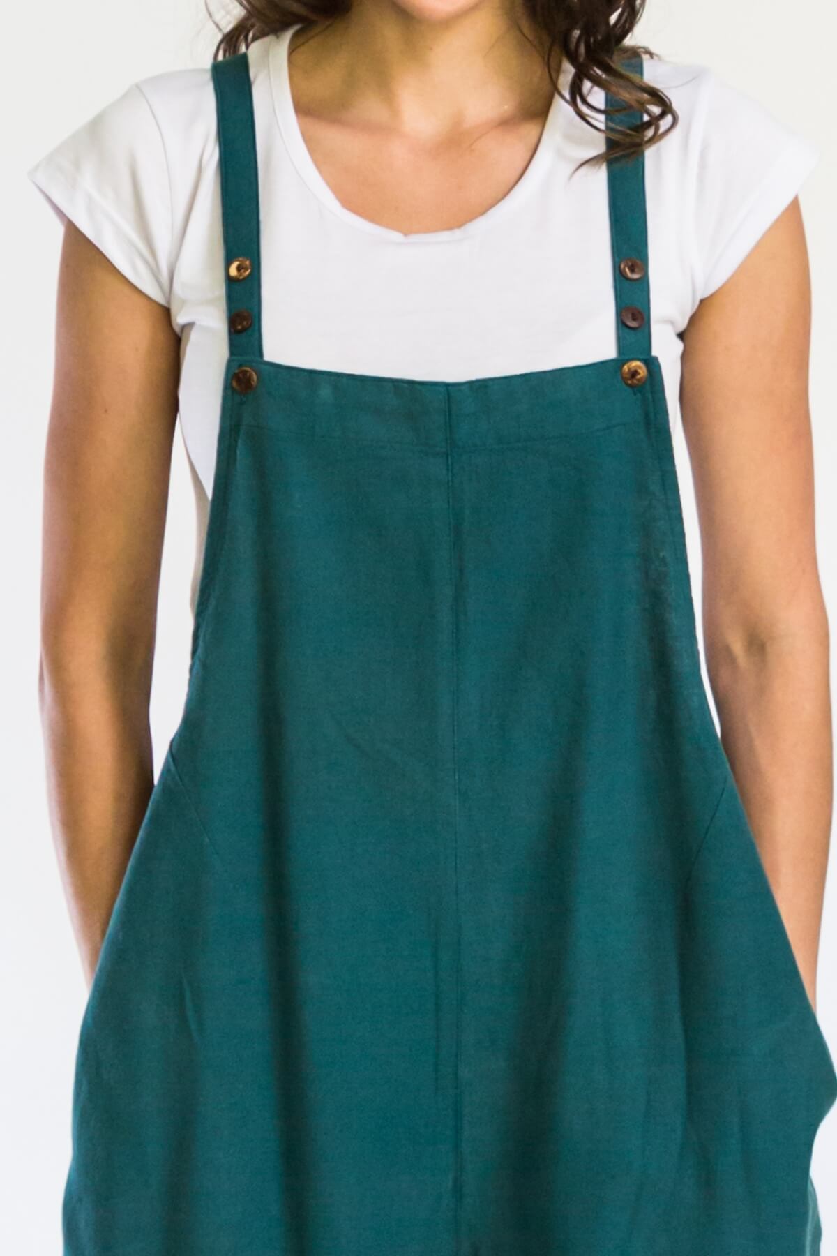 Surya Baggy Cotton Overalls Dungarees made in Nepal - Turquoise