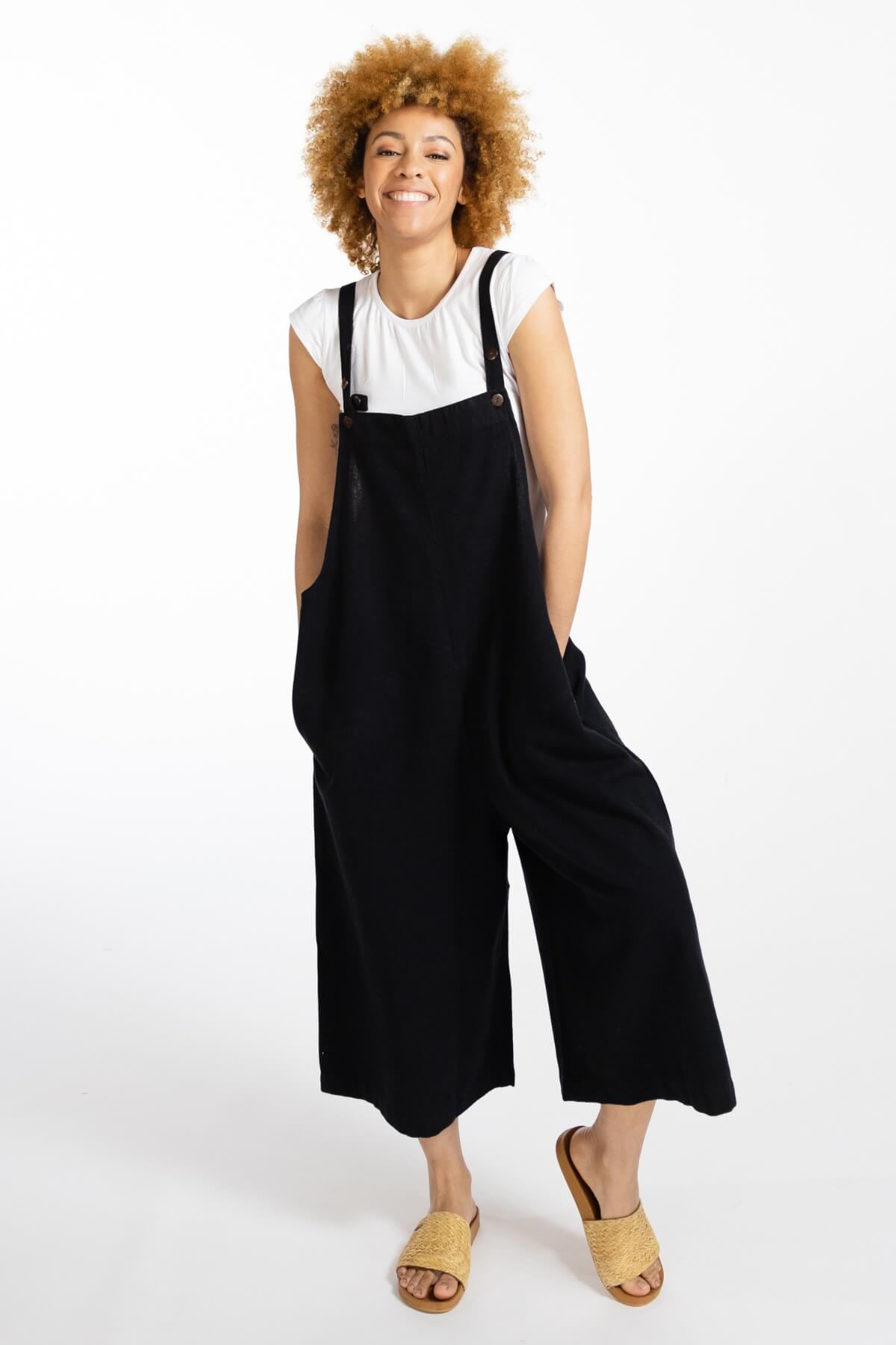 Surya Australia Baggy Cotton 'Juanita' Overalls made in Nepal - Black