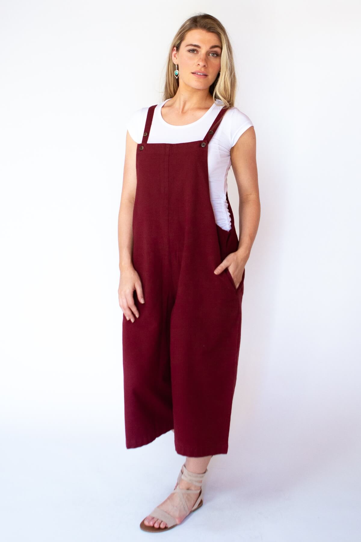 Surya Australia Baggy Cotton 'Juanita' Overalls made in Nepal - Berry 