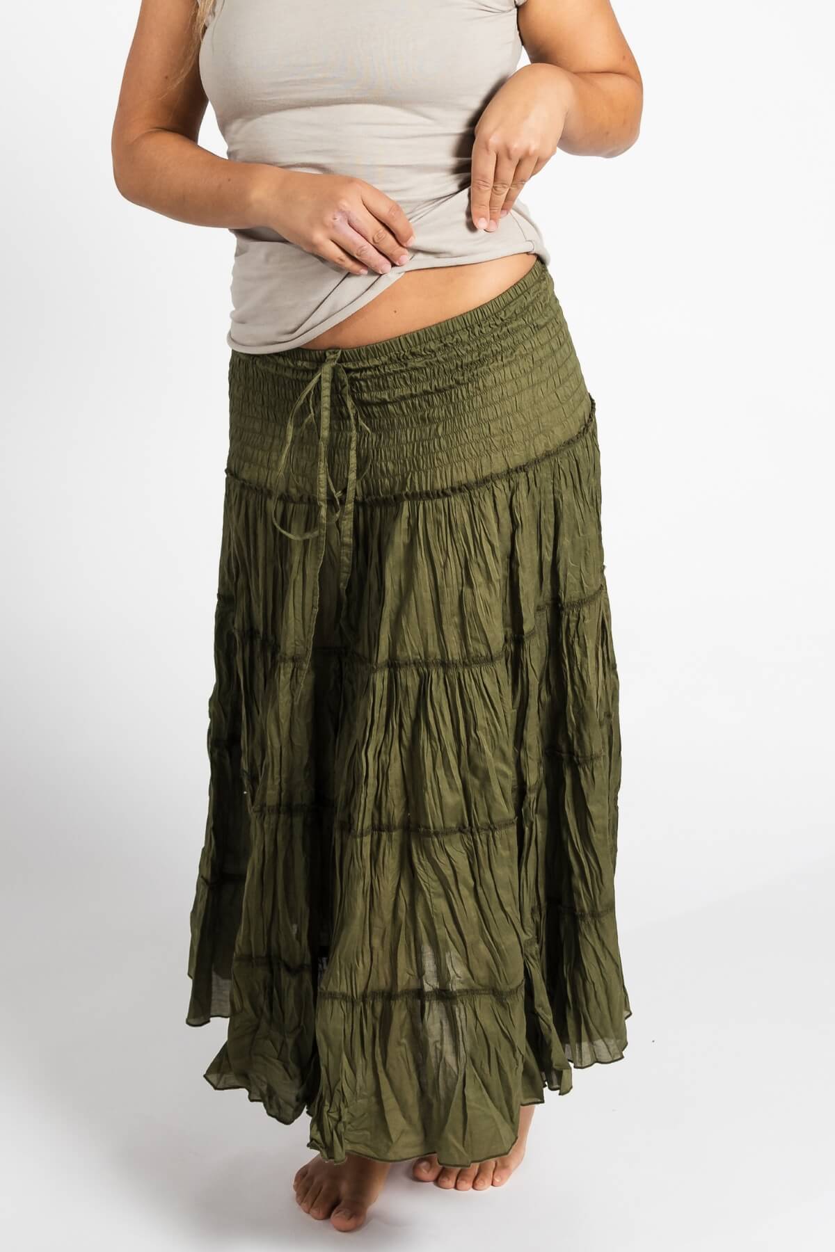 Surya Ethical Crinkle Cotton 'Franti' Skirt - waistband detail