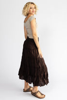 Surya Cambric Cotton 'Franti' Skirt made in Nepal - Chocolate