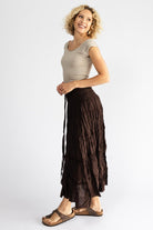 Surya Cambric Cotton 'Franti' Skirt made in Nepal - Chocolate