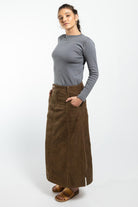 Surya Ethical Corduroy Skirt made in Nepal - left side view