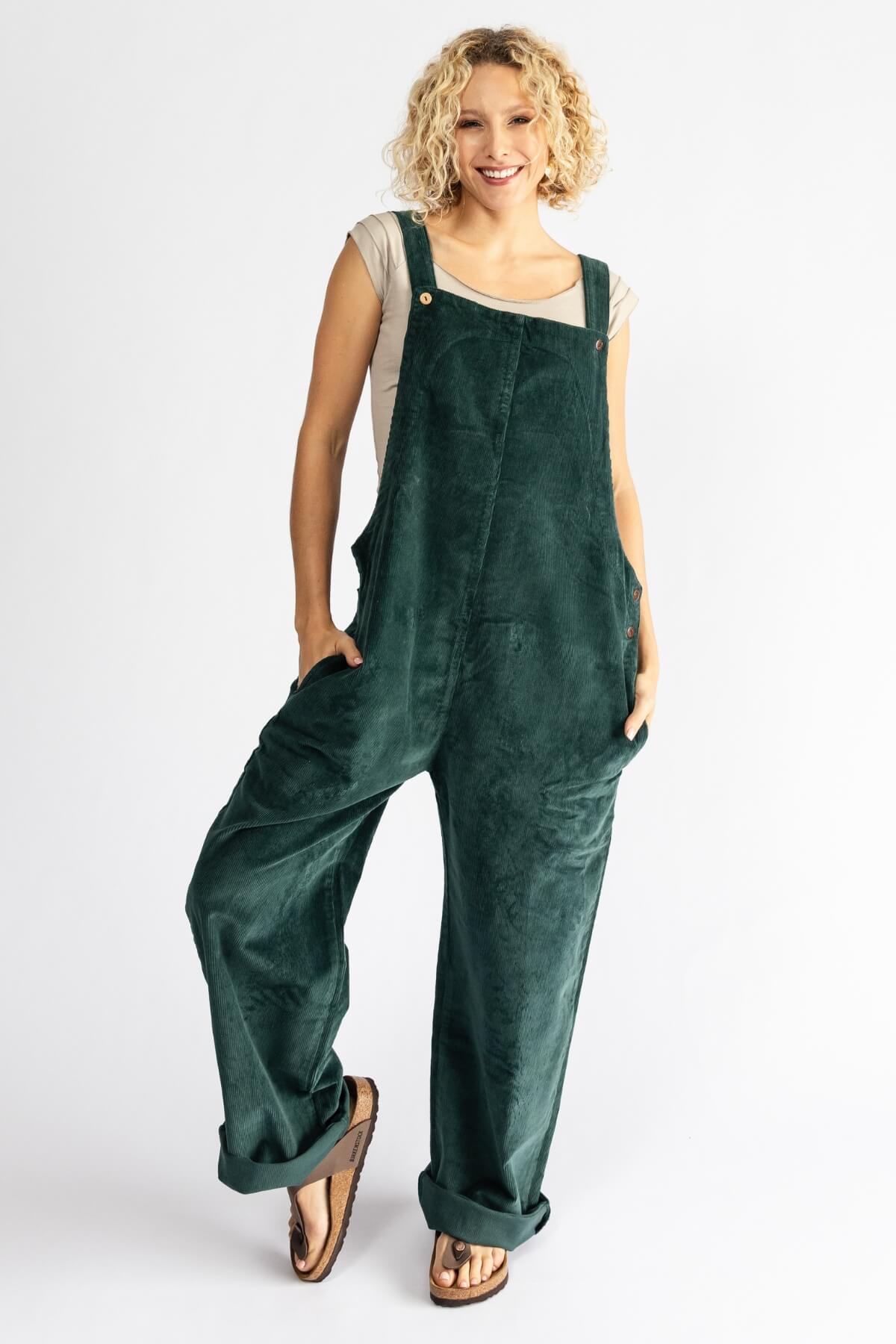 Surya Cotton Corduroy Overalls made in Nepal - Midnight Teal